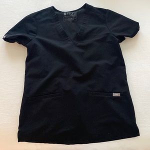 Figs black two pocket scrub top xs